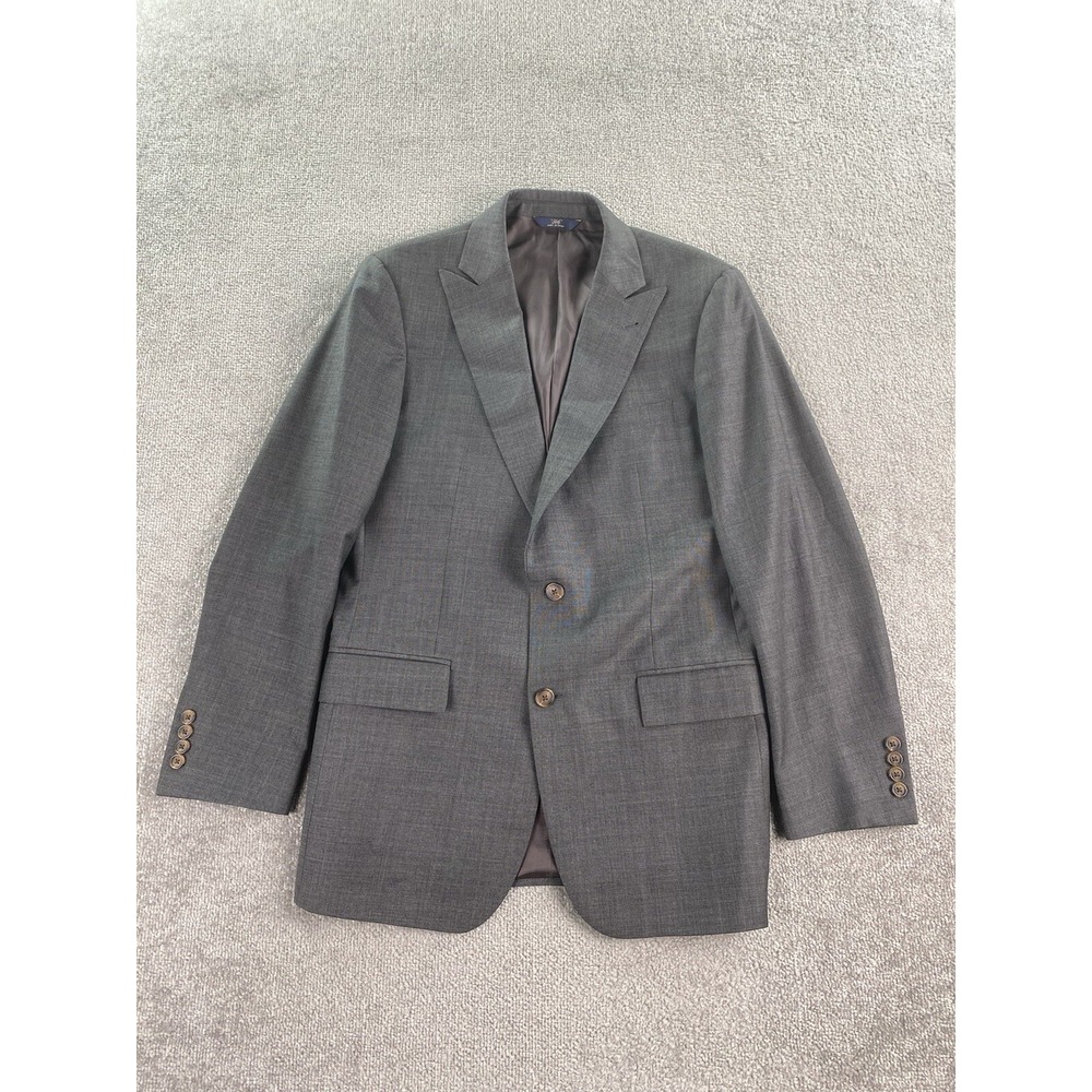 Brooks Brothers Suit Jacket 39 L Gray Wool Regent Premium Peak Lapel Designer